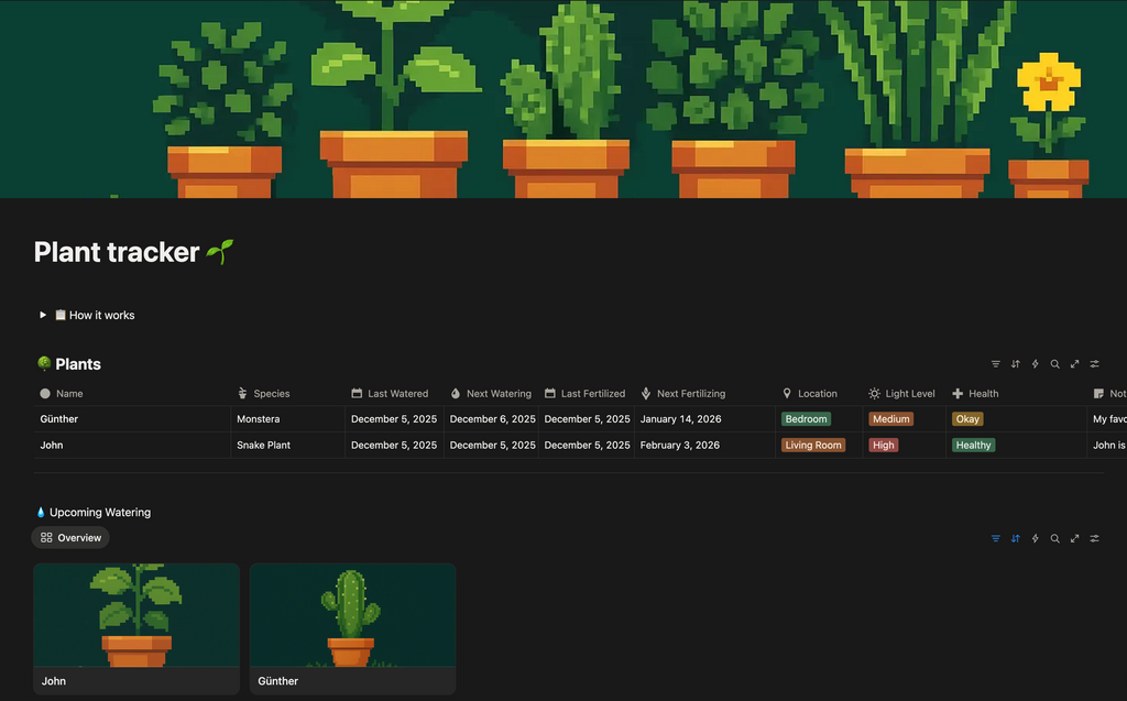 Plant Tracker Template